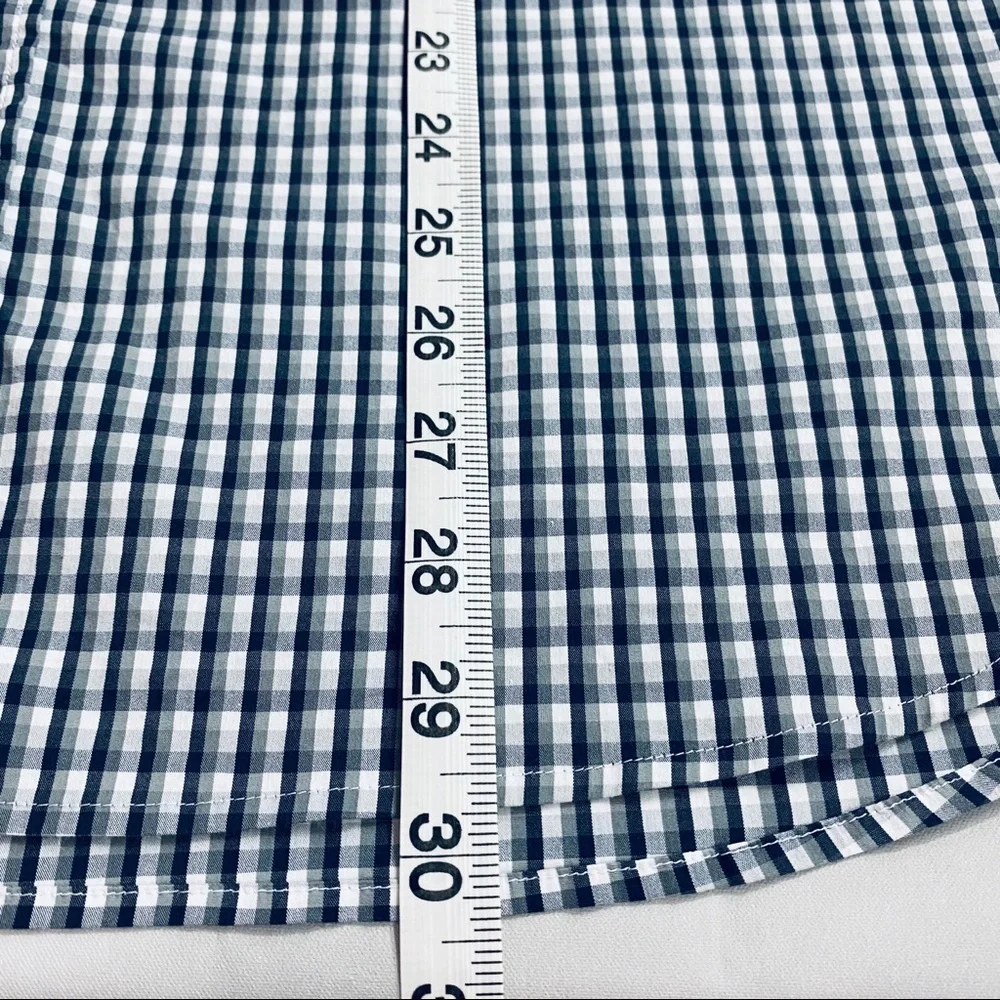 Theory Mens Zack PS Gressenhall Gingham Button Down Shirt XXL Navy Blue F0174518